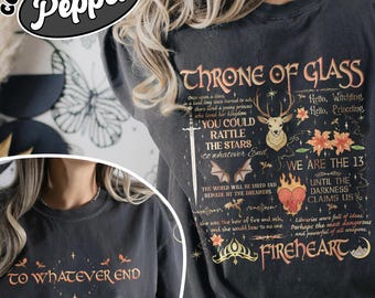 Throne Of Glass Book 2 Sided Comfort Colors Shirt, Aelin Galathynius The Thirteen Inspired, Sjm Merch, Fantasy Reader Apparel