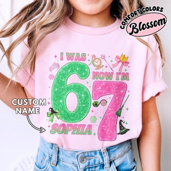Wicked Birthday Girl Shirt Comfort Colors, I Was 6 Now I’m 7 Wicked Shirt For Kids, Funny Custom 7th Birthday Tee Youth, Gift For Alpha Kids