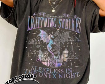Dragon Dancing Through Lightning Strikes Comfort Colors Shirt, Onyx Storm Fourth Wing Inspired Tshirt, Fantasy Book Tee, Dragon Lover Gift