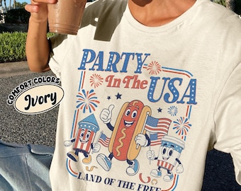 Camiseta de fiesta retro en EE. UU. con colores cómodos, camiseta con estampado de la bandera del 4 de julio, camiseta vintage del Día de la Independencia, bonita camiseta del orgullo estadounidense.
