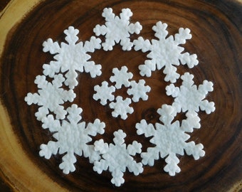 Wool Felt Snowflakes - White - 3 sizes