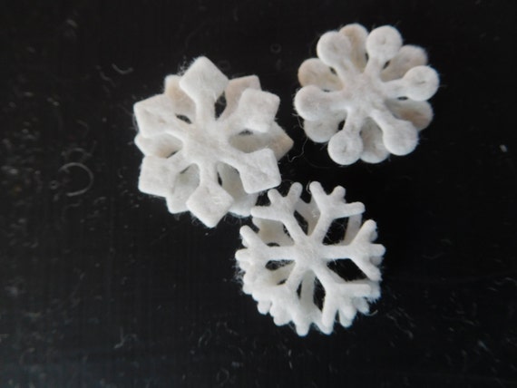 Wool Felt Snowflakes White 