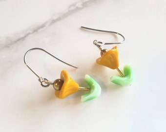 Buttercup Handmade Flower Earrings • Yellow Flower Earrings • Mustard Colored Earrings •