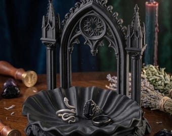 Gothic Cathedral Jewelry Dish STL File | 3D Print Trinket Tray (Digital Download)