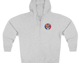 Sudadera con capucha y cremallera "Roba tu cara" de Grateful Dead / Calavera con rayo y San Valentín