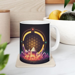 Cosmic Enlightenment: Sacred Geometry Art, Crystal Formation Imagery, Mystical Symbolism Artwork