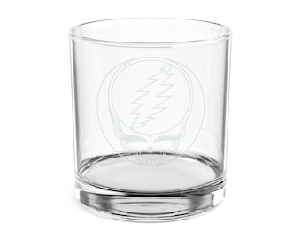 Stehlen Sie Ihr Gesicht Grateful Dead Skull Whisky Glas | 10,5 Unzen graviertes Rocks-Glas