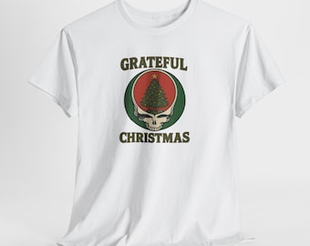 Grateful Christmas Tee, Holiday Stealie Shirt, Christmas Tree Skull T-Shirt, Festive Grateful Dead Tee, Winter Skull Shirt