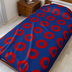 Phish Red Donut Circle Pattern Velveteen Plush Blanket