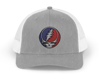 Steal Your Face skull Snapback Trucker Cap - Grateful Dead bolt logo