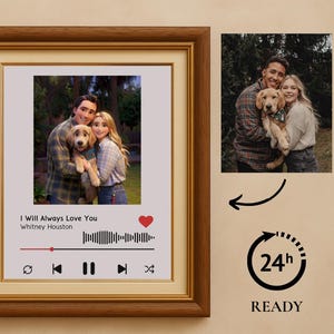 Custom Spotify Frame, Custom Music Player, Personalized Music Frame Template, Watercolor Portrait , Valentines Day Gift, Music picture frame