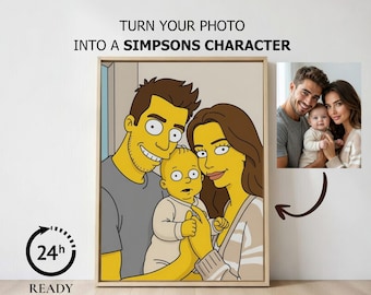 Portrait de famille Simpsons personnalisé | Dessin animé numérique personnalisé (oeuvre d'art numérique)