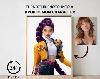 Custom K-Pop Rumi Anime Portrait | Personalized Fantasy Character Art (Digital Download)