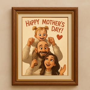 Custom Mothers Day Painting, Pixar Style Portrait from Photo, Digital or Printed Custom Portrait Gift, Become a Pixar Character, 3D portrait