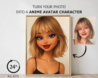 Personalized Anime Avatar, Twitch PFP, Custom Cartoon Portrait (Digital Download)