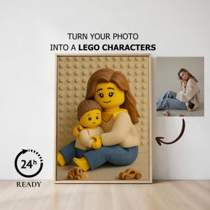 Anpassat tegelporträtt, fotominifigurkonst, personlig parfamiljepresent (digital nedladdning)