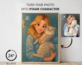 Portrait personnalisé de style Pixar | Carte-cadeau personnalisée | Cadeau pour famille et couple en dessin animé 3D (art numérique)