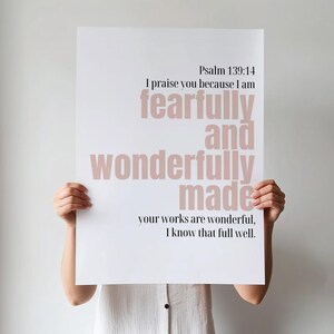 Fearfully and Wonderfully Made, Psalm 139 Scripture Print, Christian Digital Print, Bible Verse Print, Scripture Wall Art, Christian Print