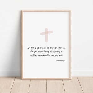 2 Corinthians Scripture Print, Religious Wall Art, Biblical Wall Art, Religious Gifts for Her, Grace Scripture, Christian Digital Print