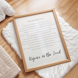 Philippians Wall Print, Scripture Gift for Her, Christian Home Decor, Bible Verse Art, Religious Wall Art, Christian Gift, Rejoice Wall Art