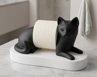 Cat Toilet Paper Holder, Black Cat Bathroom Decor, Funny Bathroom Decor, Cat Lover Gift, Toilet Roll Holder, 3D Printed