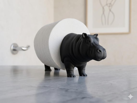 Hippo Toilet Paper Holder, Cute Bathroom Decor, Funny Hippo Lover Gift