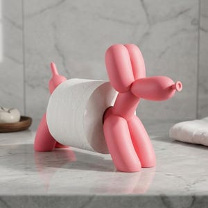 Balloon Dog Toilet Paper Holder, Pink Bathroom Decor, Funny Bathroom Decor, Dog Lover Gift, Toilet Roll Holder, 3D Printed