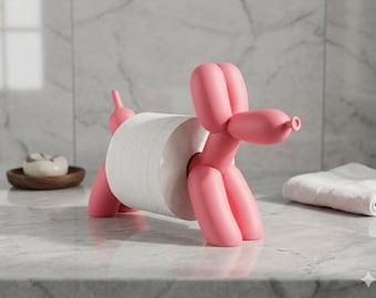 Balloon Dog Toilet Paper Holder, Pink Bathroom Decor, Funny Dog Lover Gift