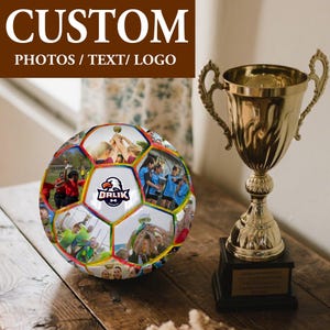 Custom Team Photo Soccer, Personalized Text/Logo Football, Coach Gifts, Soccer Lover Gifts, Custom Photo Gifts, Soccer Player Gifts