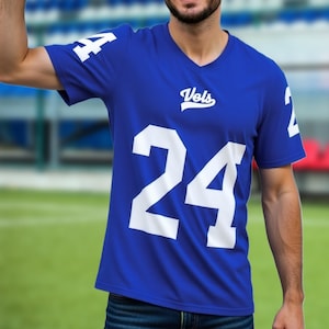 Personalized Football Jersey, Personalized Name Jersey, Men&#39;s Short Sleeve V-Neck Shirt, Double Sided Custom Jersey, Men&#39;s Mesh Polyester