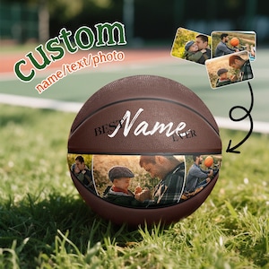 DIY Custom Photo Basketball - Add Your Name, Text, and Photos for a Unique Sports Memorabilia Gift for Father&#39;s Birthdays Special Occasion.