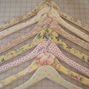 Fabric Covered Wooden Hangers Vintage Inspired set of 3 image 2