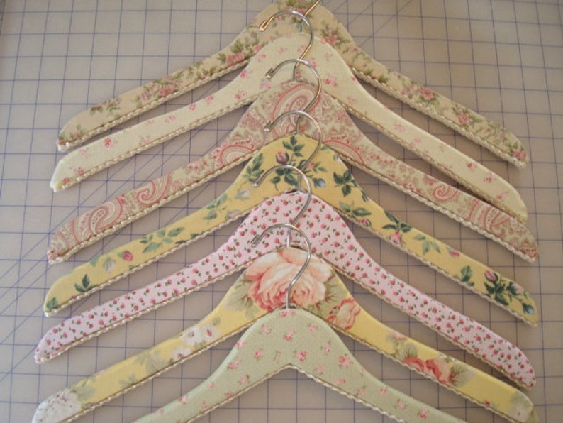 Fabric Covered Wooden Hangers Vintage Inspired set of 3 image 2