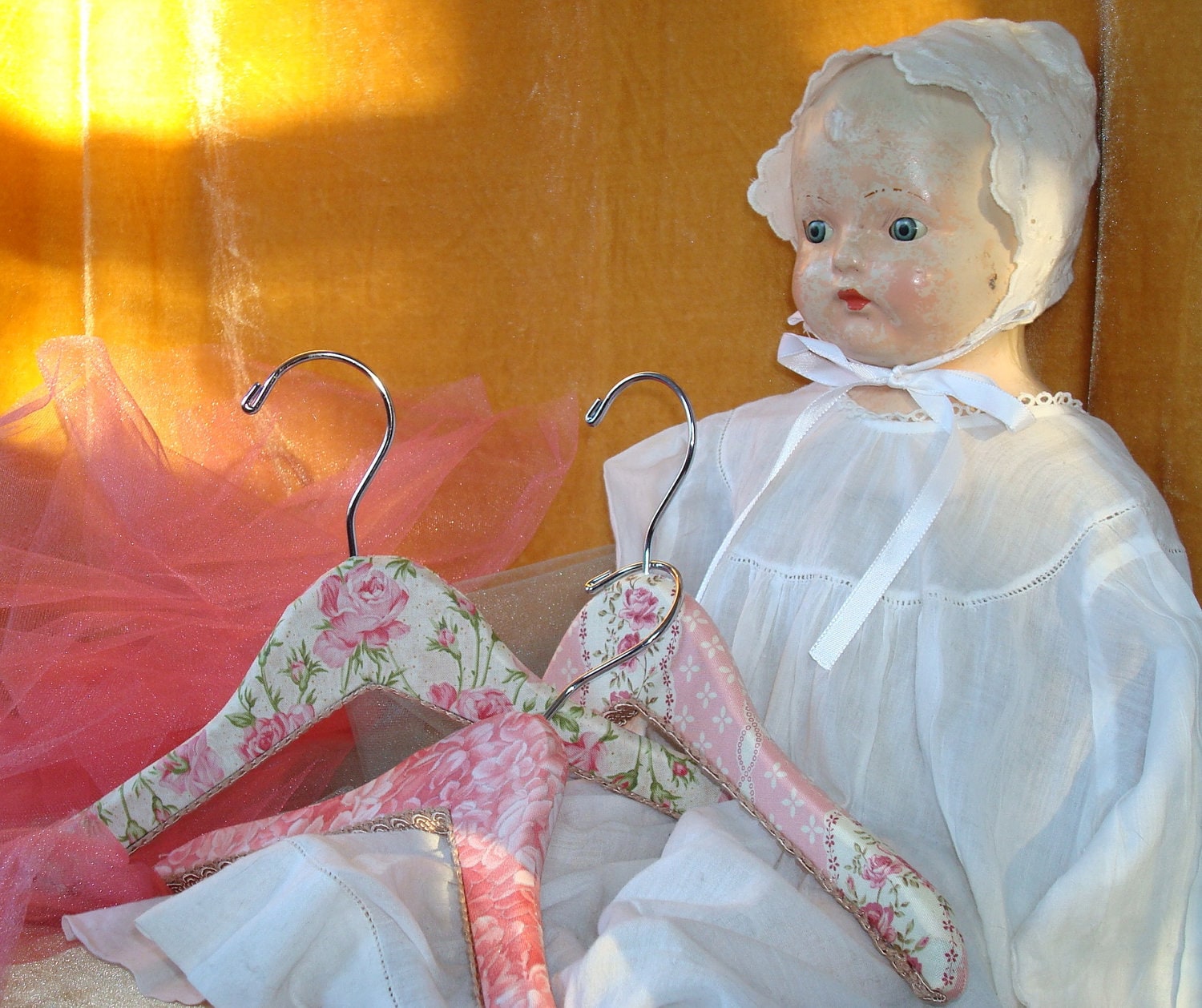 Infant Fabric Covered Wooden Hangers Vintage Inspired