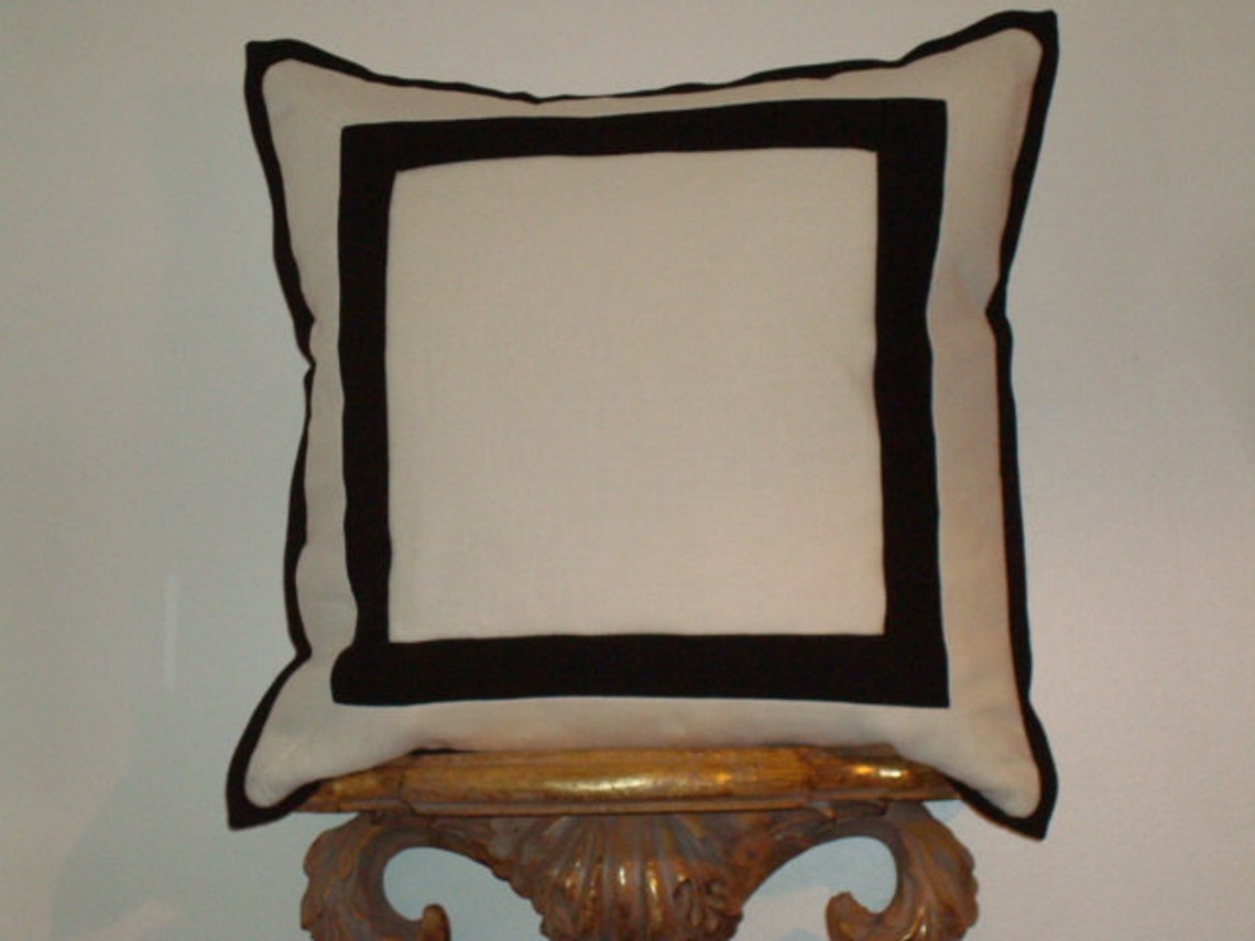 White and Black Border Reversible Pillow Cover Etsy