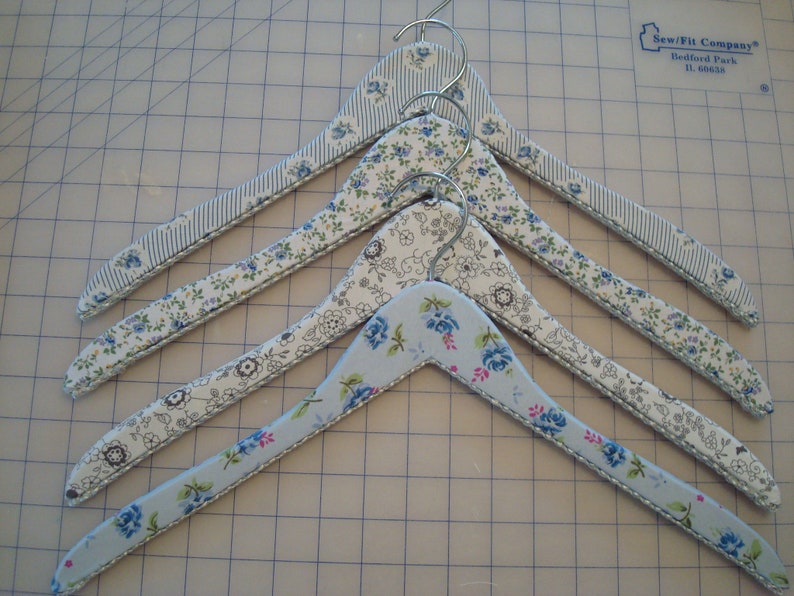 Fabric Covered Wooden Hangers Vintage Inspired set of 3 image 3