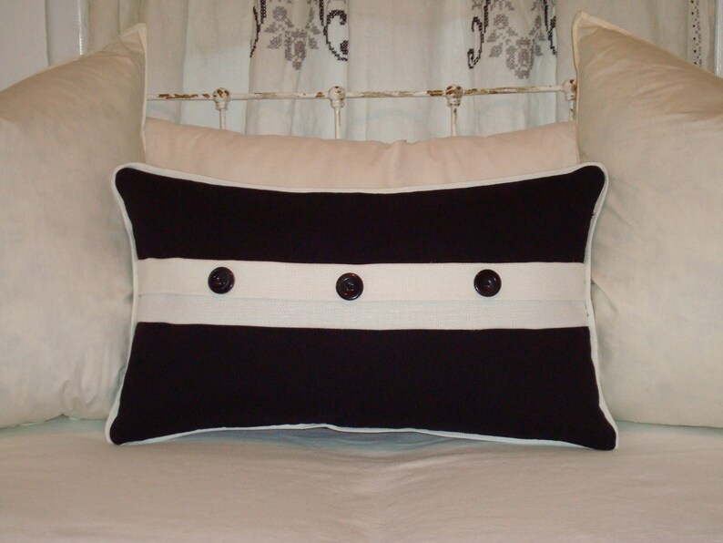 Black and White Rectangle Border Pillow Cover Etsy