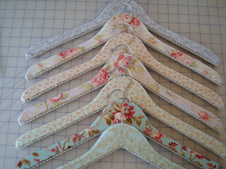 Fabric Covered Wooden Hangers Vintage Inspired set of 3 image 9