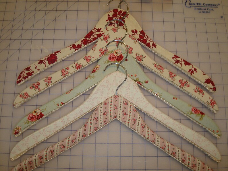 Fabric Covered Wooden Hangers Vintage Inspired set of 3 image 5