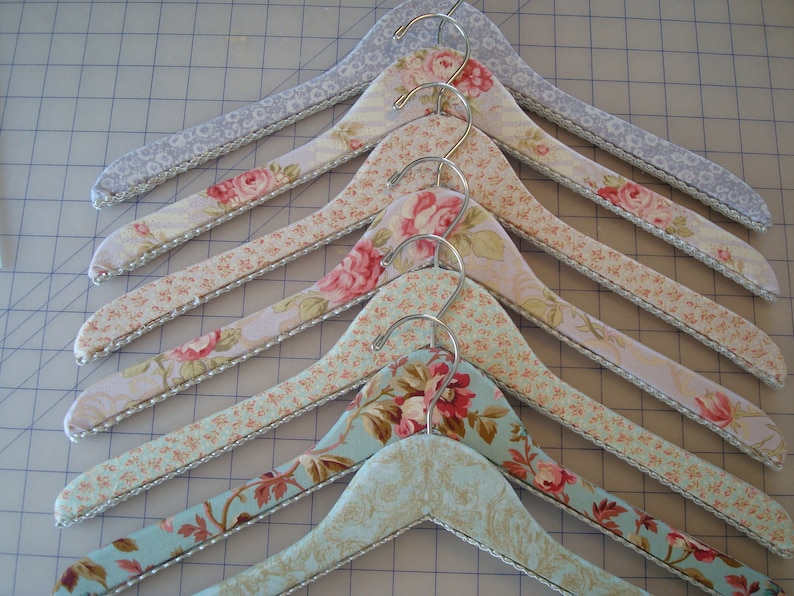 Fabric Covered Wooden Hangers Vintage Inspired Etsy