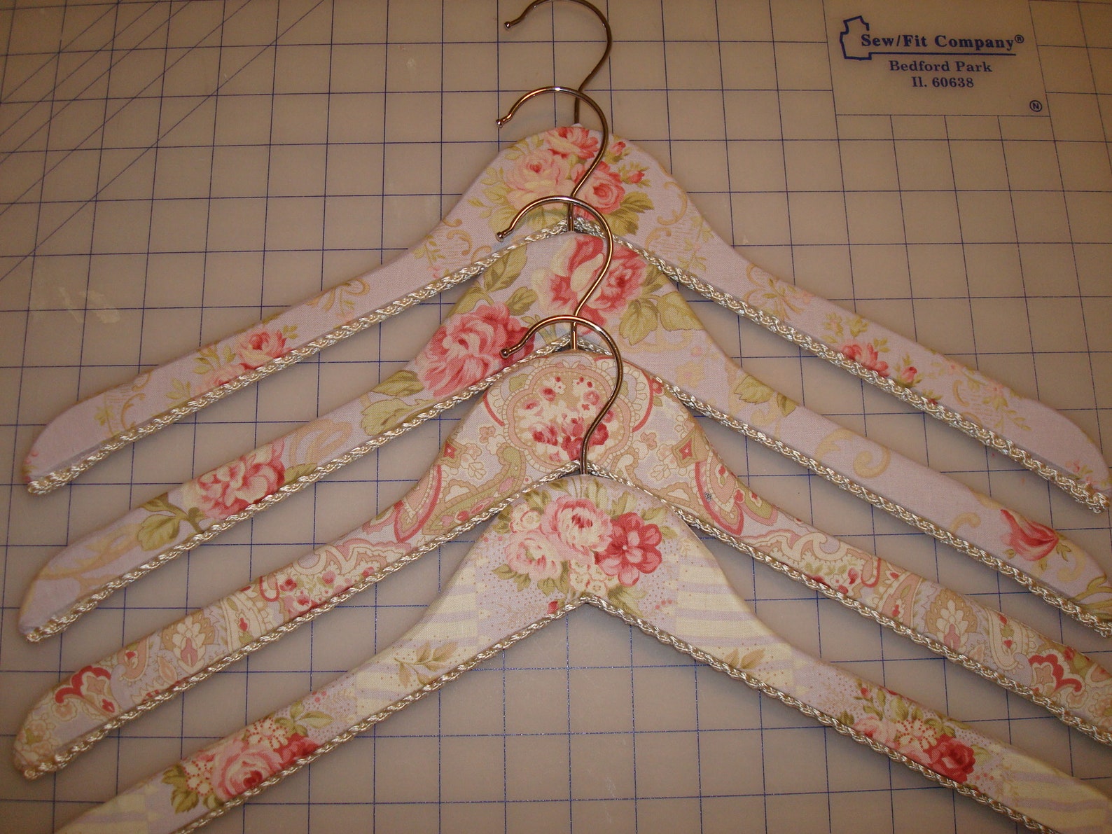 Fabric Covered Wooden Hangers Vintage Inspired set of 3 Etsy