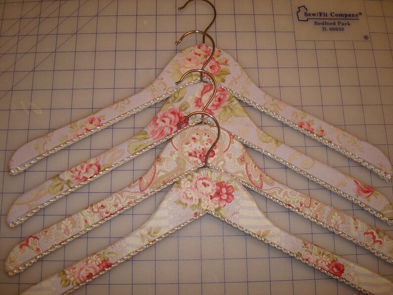 Fabric Covered Wooden Hangers Vintage Inspired set of 3 image 6