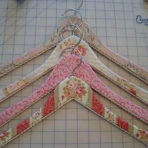 Fabric Covered Wooden Hangers Vintage Inspired set of 3 image 4