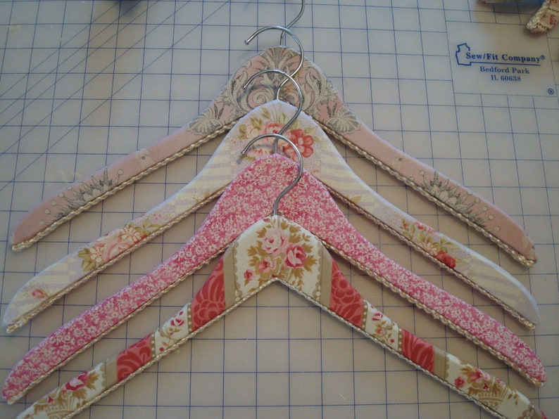 Fabric Covered Wooden Hangers Vintage Inspired set of 3 image 4