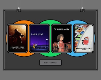 CUSTOM Letterboxd Top 4 Print - any classic movie poster, fully personalized wall art