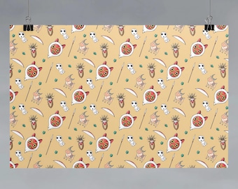 Papel de regalo con temática de la Princesa Mononoke ~ Papel de regalo de anime personalizado, Studio Ghibli