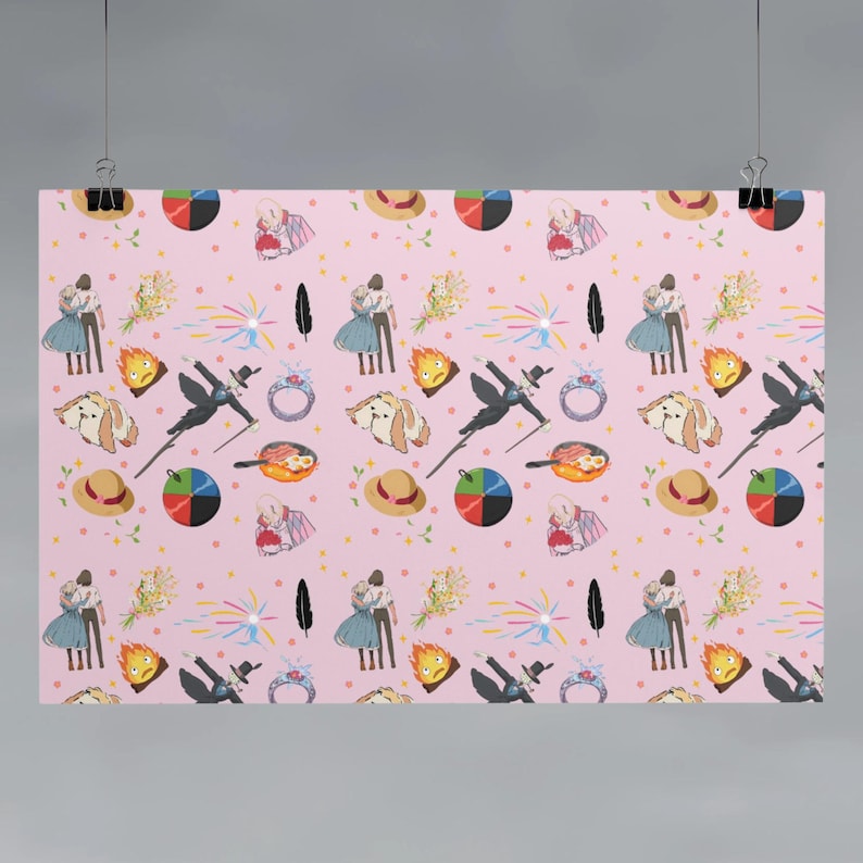 Howl's Moving Castle Themed Gift Wrap ~ Custom Anime Wrapping Paper, Studio Ghibli image 3