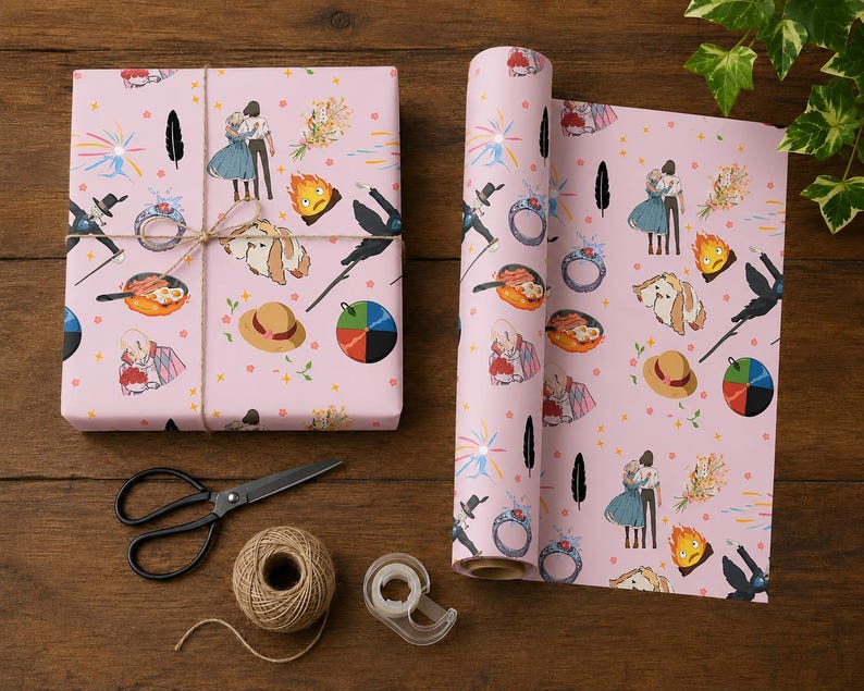 Howl's Moving Castle Themed Gift Wrap ~ Custom Anime Wrapping Paper, Studio Ghibli image 1