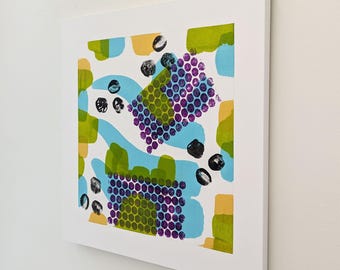 Abstract Expressionist Painting: Purple, Green & Aqua Canvas Art (36x36 Inch)