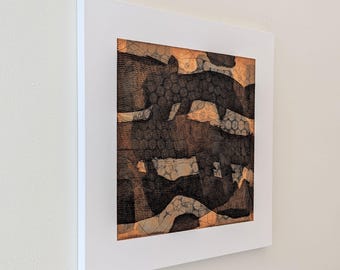 Abstract Expressionist Canvas Painting: Black, Orange, and Gray (30x30 Inch)